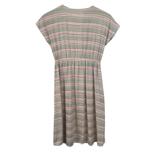 Carve Designs Dress Pink Gray Striped Knit Short Sleeve Sz S Babydoll Y2K V-neck - Picture 4 of 9